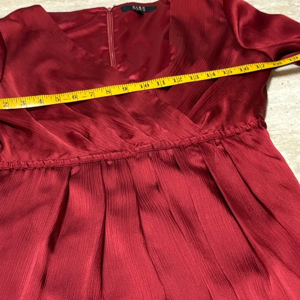 NWOT-Alex Marie Deep Red Long Sleeve Dress - Picture 5 of 13